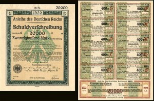 Anleihe des Deutfchen Reichs Schuldverfchreibung - 20,000 German Mark Bond (Uncanceled)